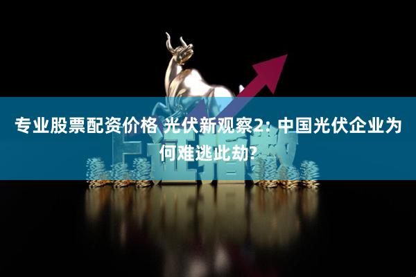 专业股票配资价格 光伏新观察2: 中国光伏企业为何难逃此劫?